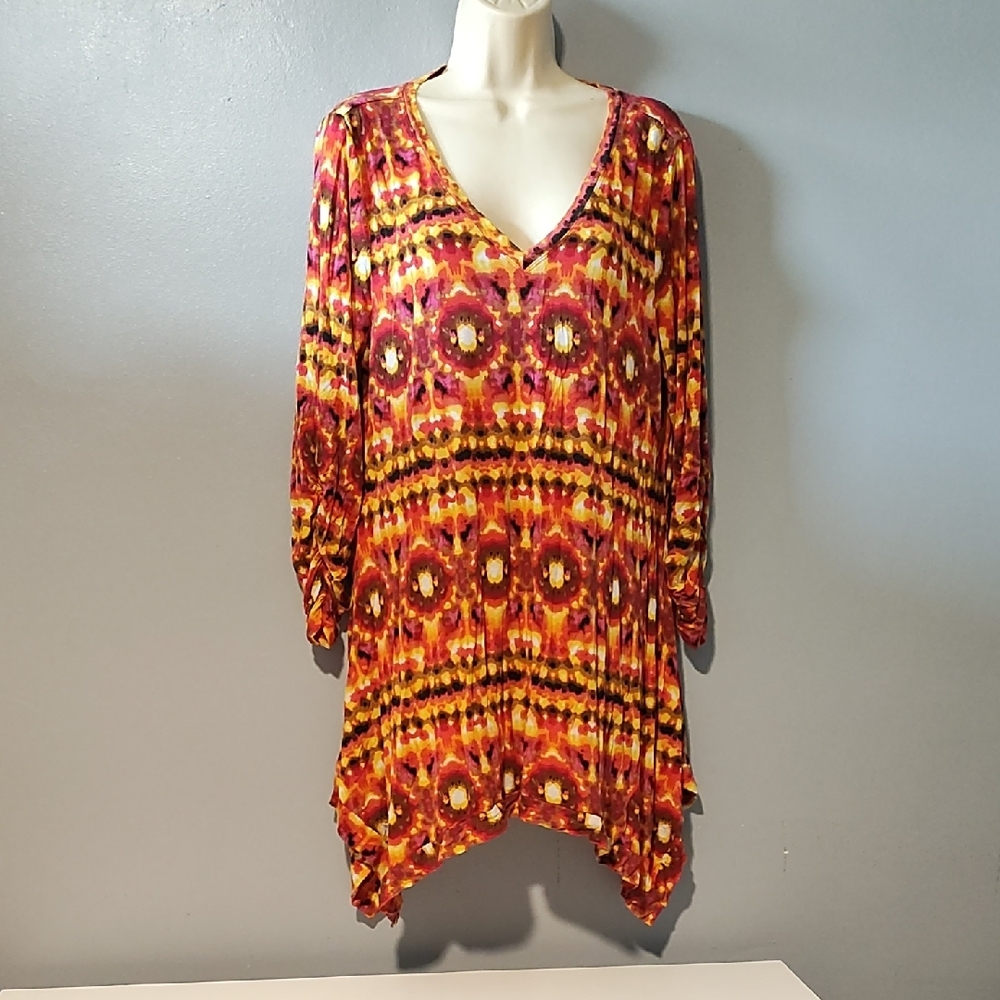 Grace Elements Vibrant Multicolor V-Neck Tunic - image 4